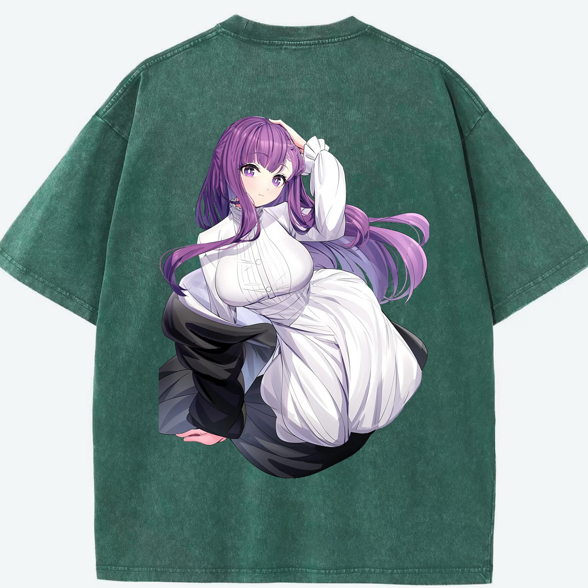 （画像用） 葬送のフリーレン Frieren 綿100% ヴィンテージ風 半袖Tシャツ（背面プリント）